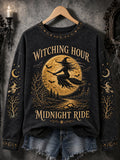 Women's Funny Halloween Witch Print Casual Sweatshirt