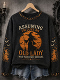 Women's Funny Halloween Witch Print Casual Sweatshirt