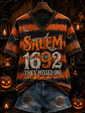 Women's “1692 they messed one ” Printed V-neck T-shirt