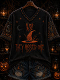 Women's “1692 they messed one ” Printed V-neck T-shirt