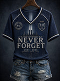 Women's 9.11 Never Forget Printed V-neck T-shirt