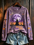 Women's Halloween Witch Element Pattern Printed Casual Sweatshirt