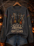 Women's Halloween “A GIRL'S GOTTA HAVE OPTIONS” Print Sweatshirt
