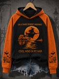 Women's Halloween Witch Pumpkin Bat Casual Loose Long Sleeve Hoodie