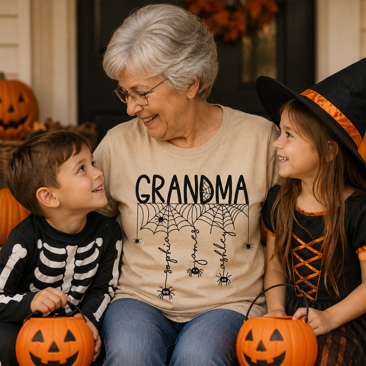 Halloween Grandma Mom Spooky Spiders - Personalized Shirt