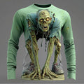 Halloween Men's Optical Illusion Zombies Horror Shirt Button Up Shirt Long Sleeve Dark Punk Gothic Style Outdoor Holiday Summer Spring Turndown 3D Print Collared Shirts Blue Purple Green